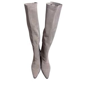 ZARA SAND BEIGE SPLIT SUEDE LEATHER KNEE HIGH BOOTS WITH BRAID EU 38 US 7.5